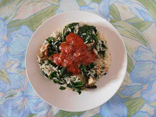 Riz aux épinards et aux champignons