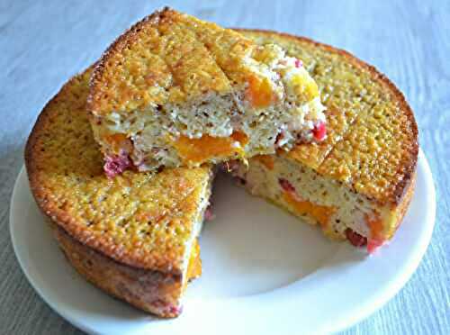 Gâteau à la ricotta, groseilles et abricots