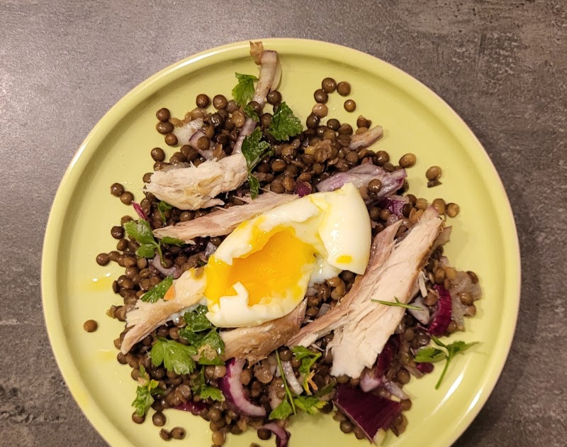 Salade de lentilles maquereau et œuf