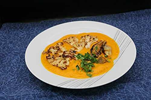 Chou-fleur rôti et purée et purée de courge butternut à l’orange