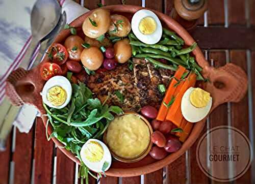 Filet de dinde rôti à l’ail et au thym façon salade niçoise 