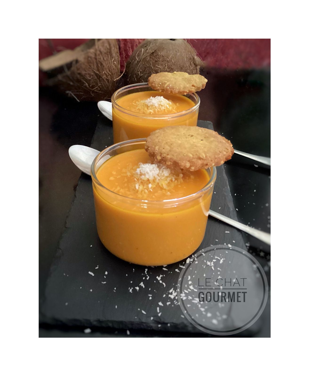 Verrines de velouté de carottes au lait de coco