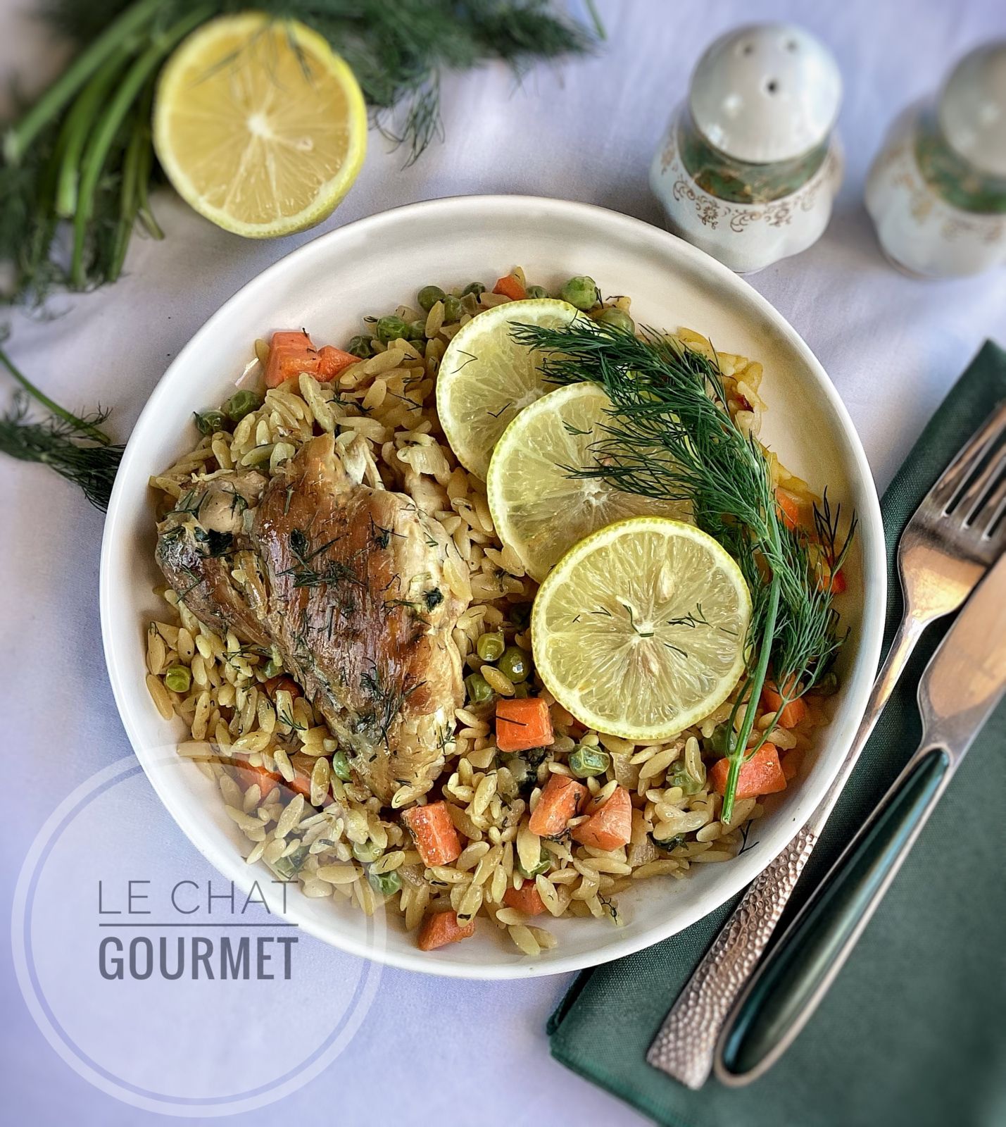 Poulet et orzo au citron et à l’aneth