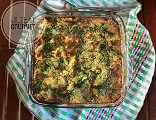 Laxpudding - Gratin de pommes de terre, saumon fumé et aneth