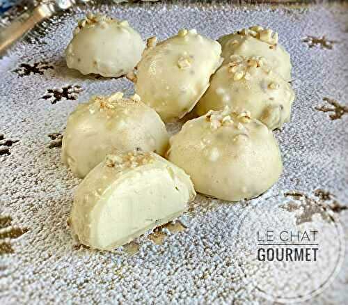 Rochers au chocolat blanc et crème au beurre vanillée