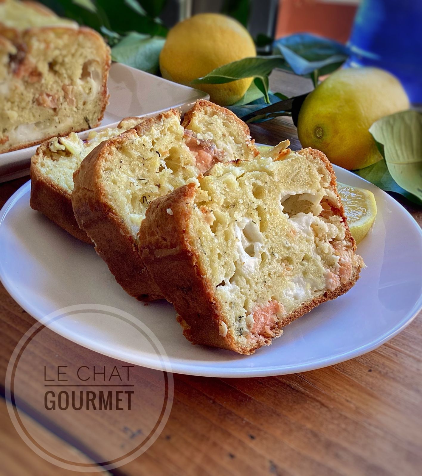 Cake citronné au saumon et à la feta 