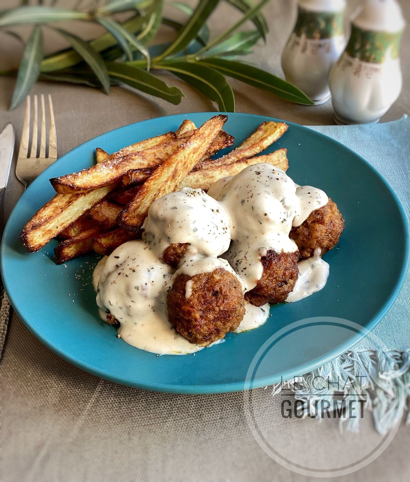 Boulettes de viande aux carottes, sauce au chèvre frais et menthe