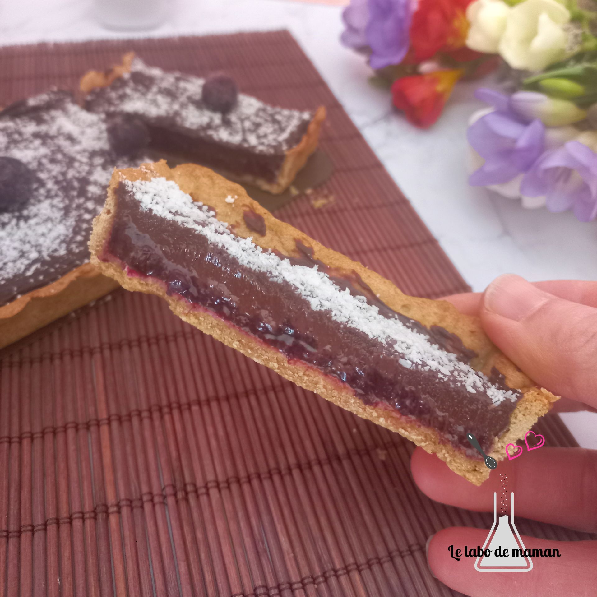 Tarte myrtilles et chocolat (sans lactose -vegan)