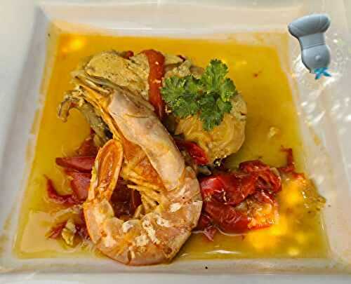 Ragoût de lotte et de crevettes à la sauce safranée