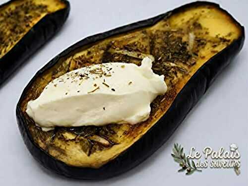 Aubergine confite au miel et féta