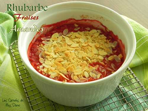 Croustade ou "crumble" à la rhubarbe et aux fraises, sans gluten et sans lactose
