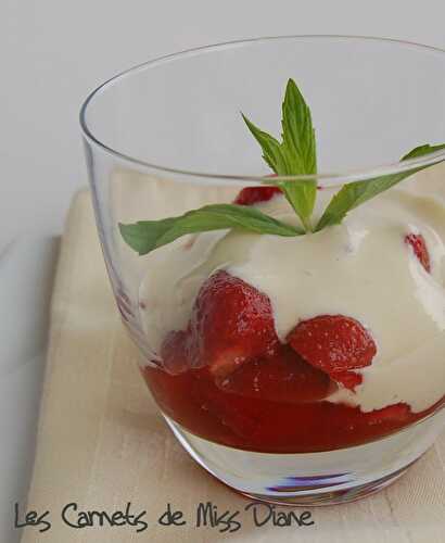 Sabayon au rhum sur fraises poivrées, sans gluten et sans lactose