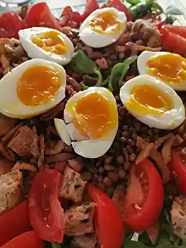 Salade de lentilles aux oeufs mollets