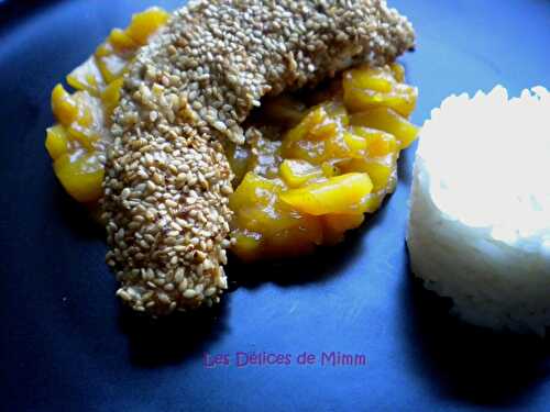 Filets de lapin en croûte de sésame et chutney de mangue