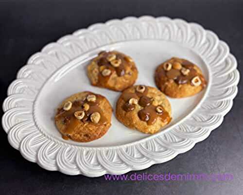 Cookies gourmands aux noisettes, praliné et caramel