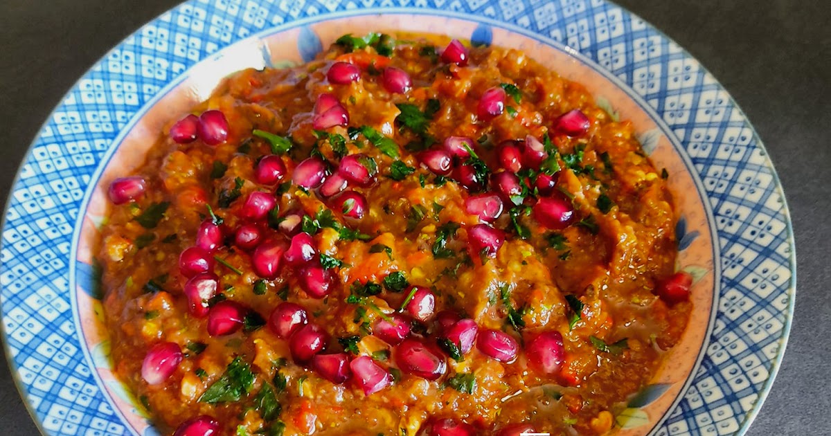 Salade d'aubergines, poivrons et noix