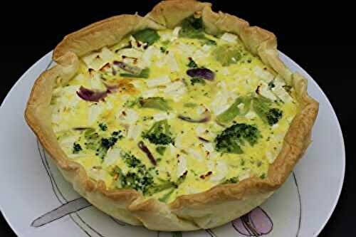 Quiche brocolis, feta et oignon rouge