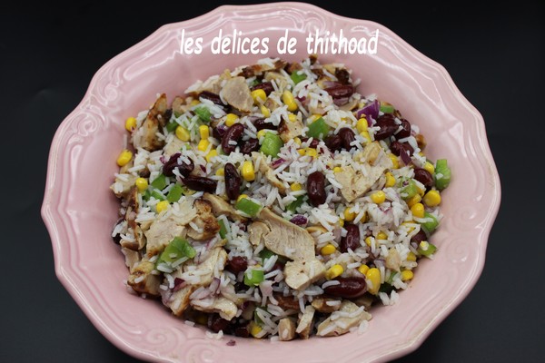 Salade riz au poulet façon tex mex