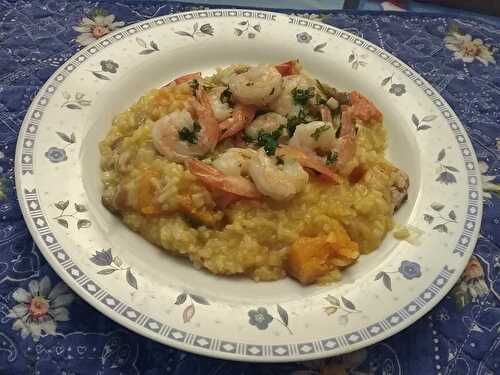 Risotto au potimarron et aux crevettes