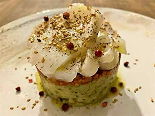 Dos de cabillaud au pesto rouge et son écrasé de pommes de terre au brocoli