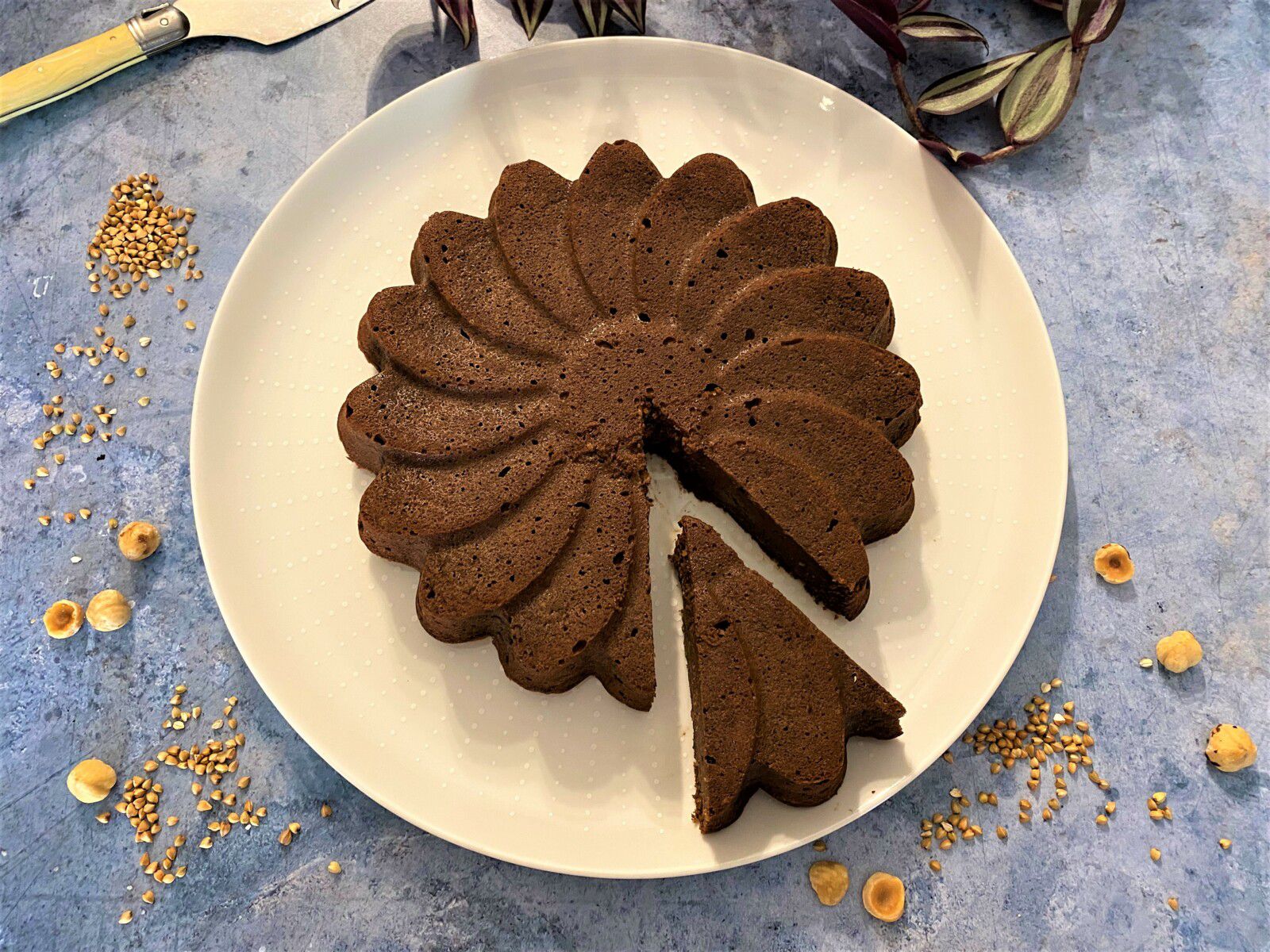 Gâteau au chocolat, ricotta, sarrasin et noisette