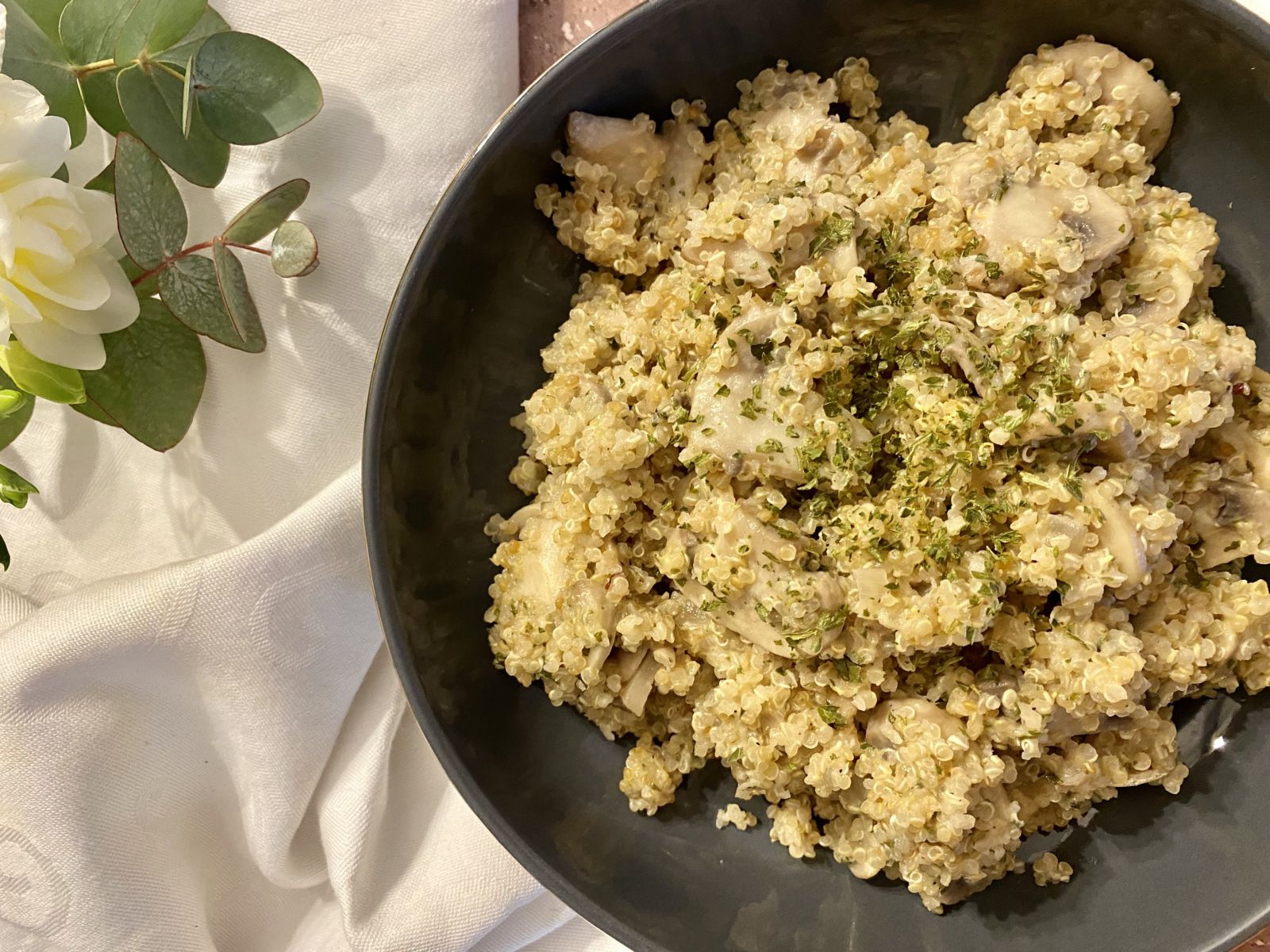 Quinoa crémeux aux champignons