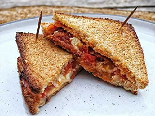 Croque tomate, mozarella et chorizo