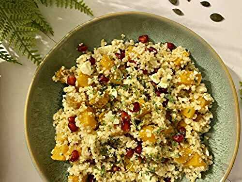 Butternut rôtie aux céréales, feta et grenade