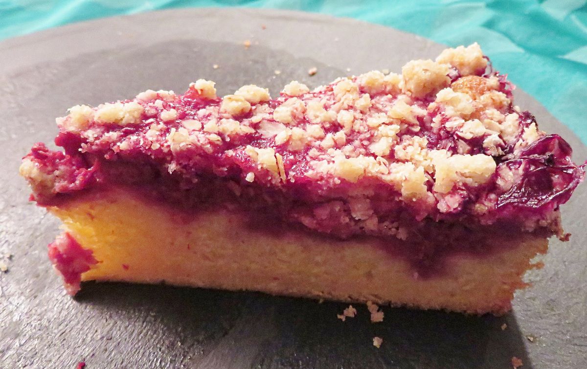 Gâteau crumble aux framboises