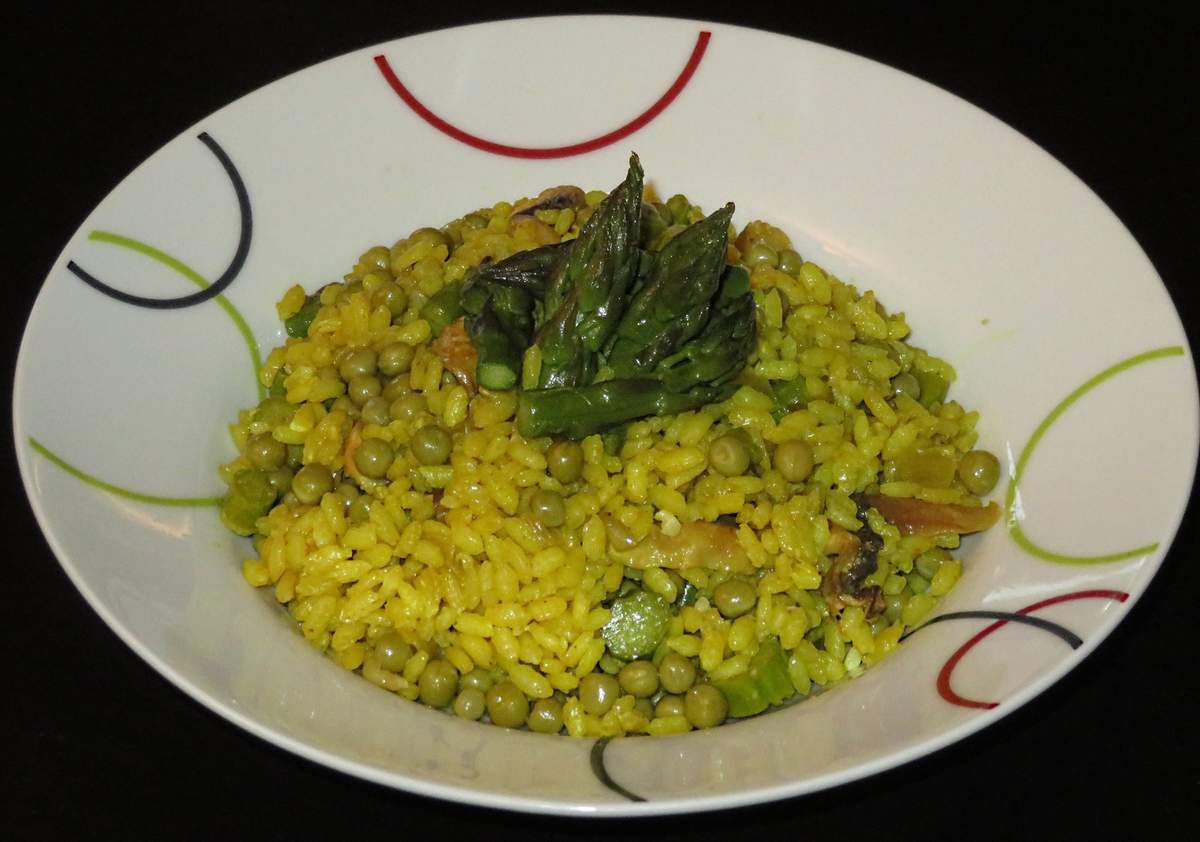 Risotto aux asperges vertes et aux champignons