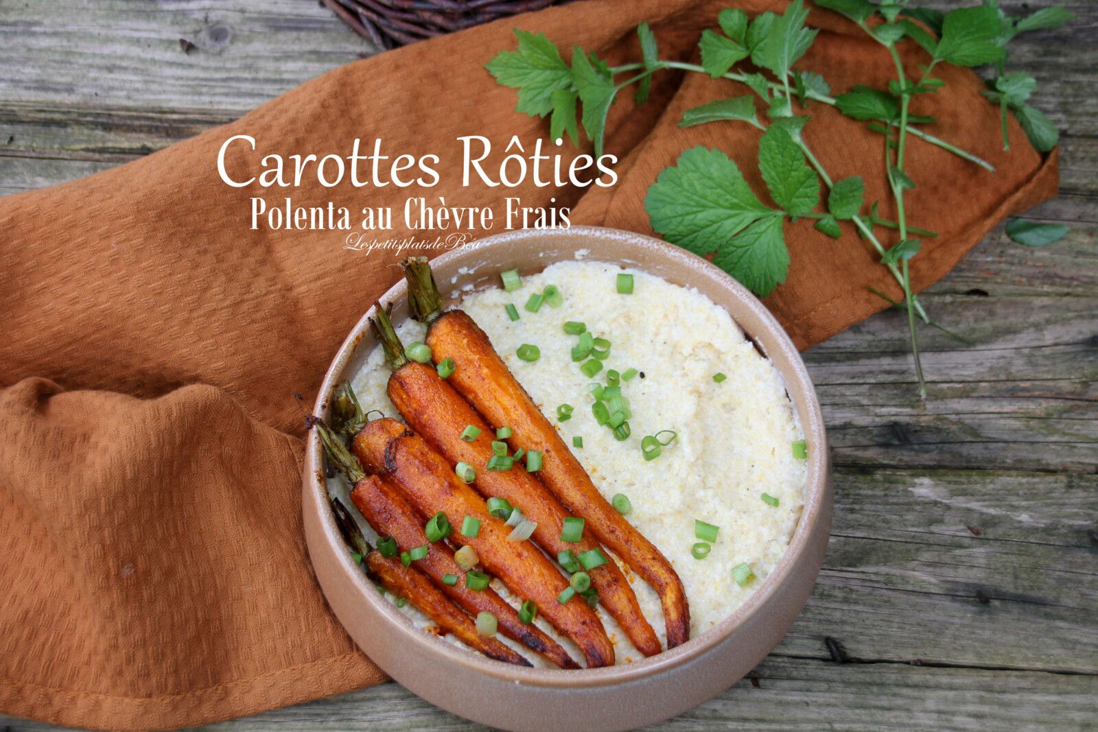 Carottes rôties et polenta au chèvre frais