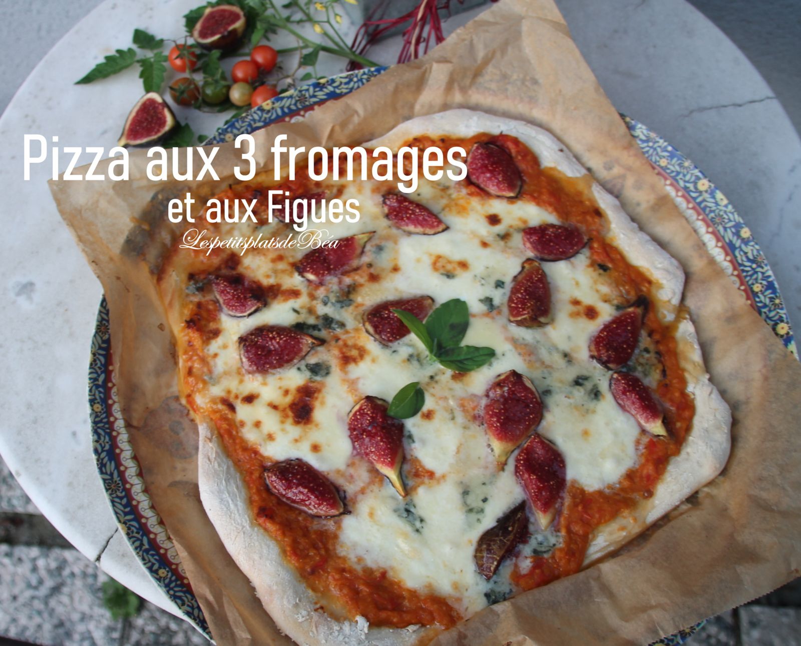 Pizza aux 3 fromages et aux figues