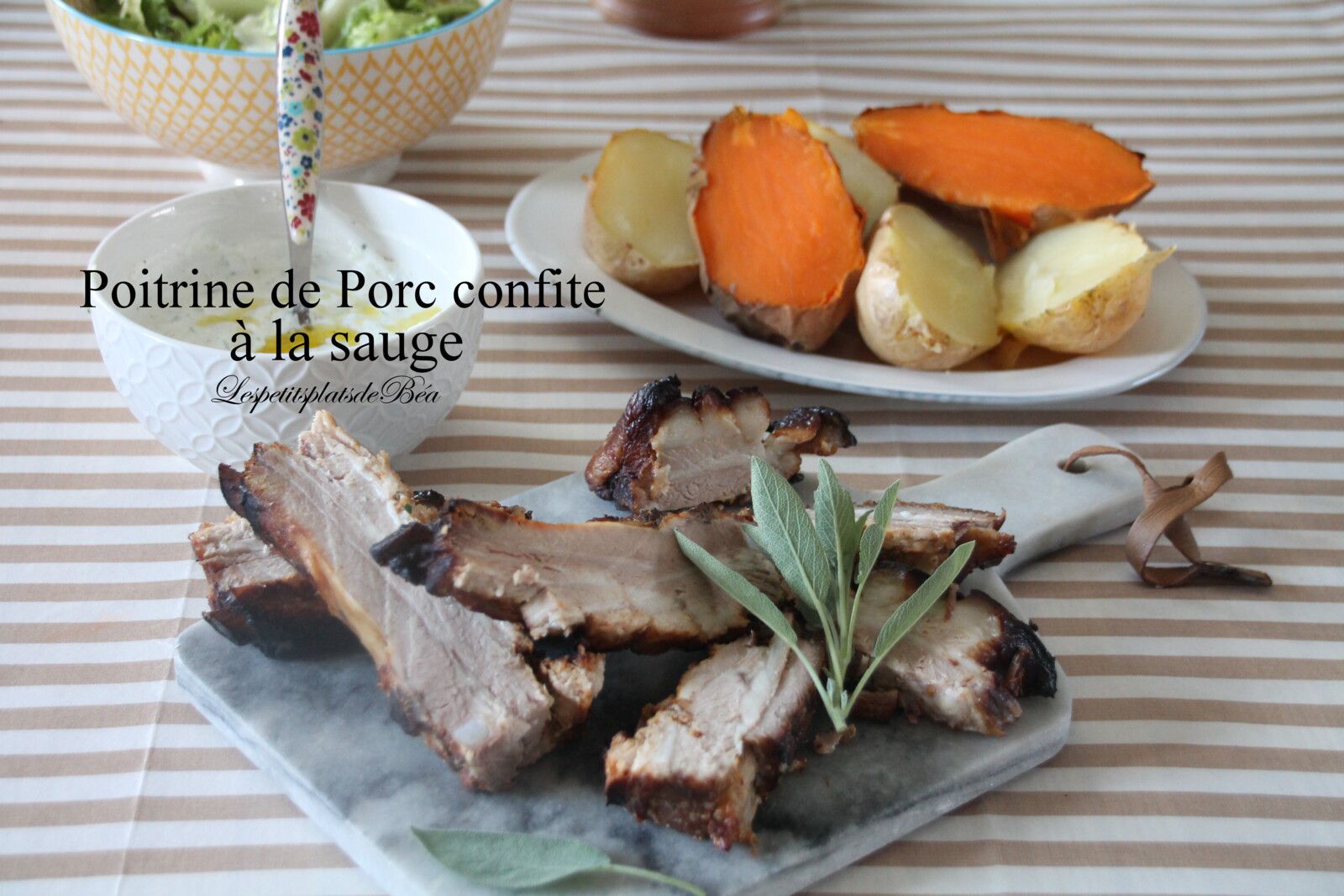 Poitrine de porc confite à la sauge