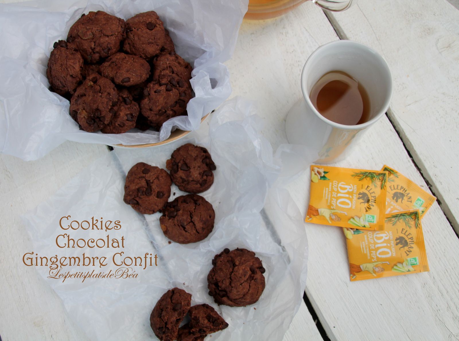 Cookies chocolat gingembre confit