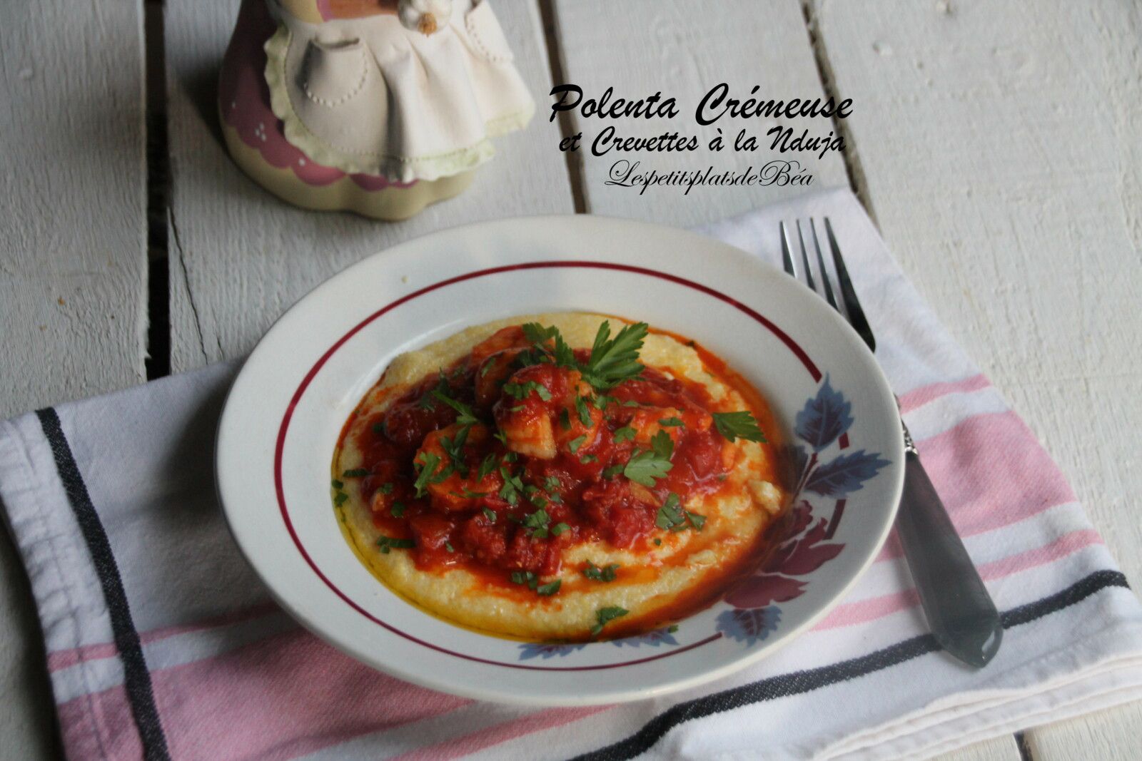 Polenta crémeuse et crevettes à la nduja