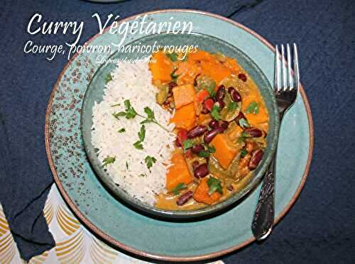 Curry végétarien, courge, poivron et haricots rouges