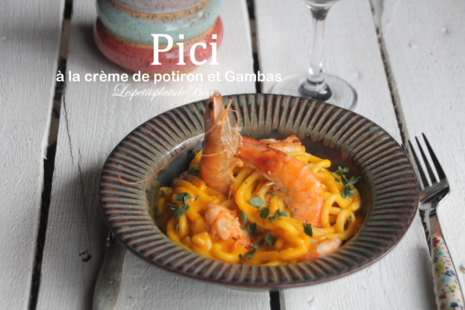 Pici à la crème de potiron et gambas - balade italienne à Sienne