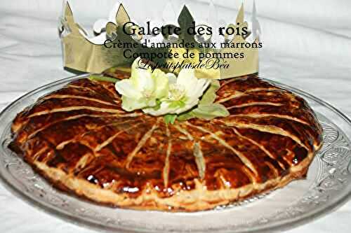 Galette des rois à la crème d'amandes aux marrons et compotée de pommes