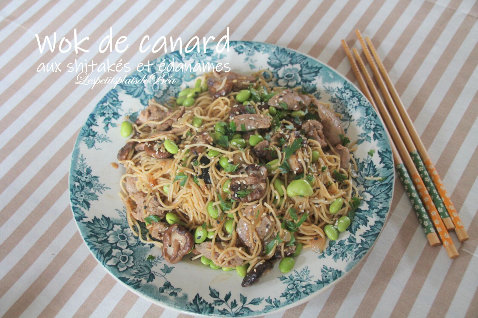 Wok de canard aux shitakés et edamames - balade birmane