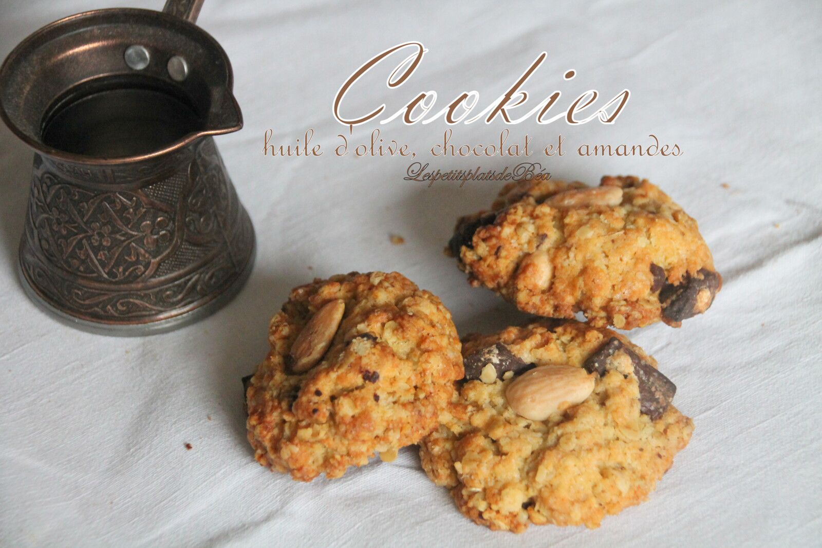 Cookies à l'huile d'olive, au chocolat et aux amandes