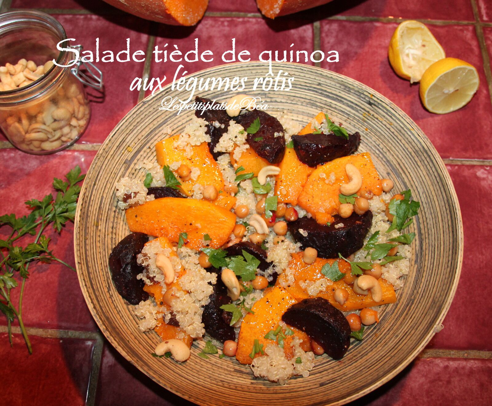 Salade tiède de quinoa aux légumes rôtis