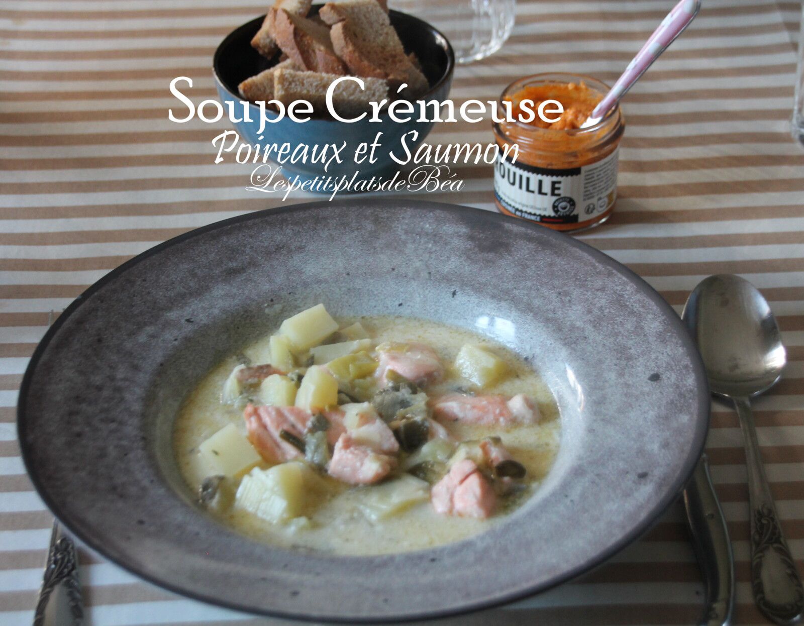 Soupe crémeuse aux poireaux et au saumon