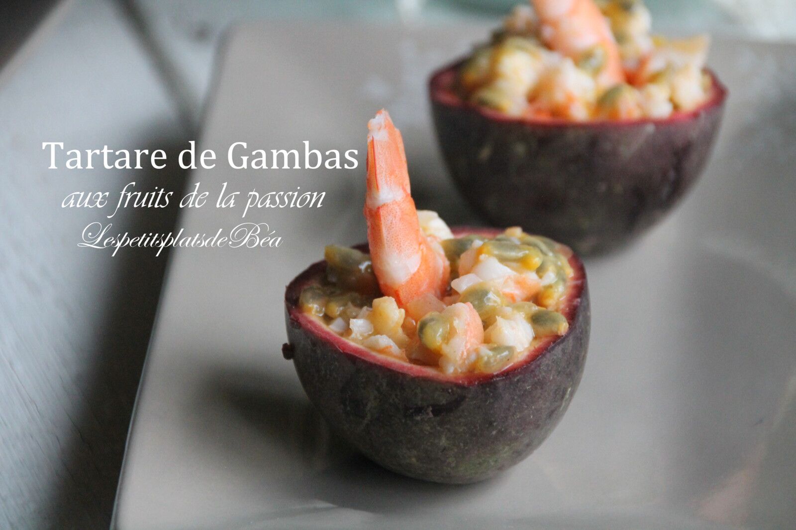 Tartare de gambas aux fruits de la passion