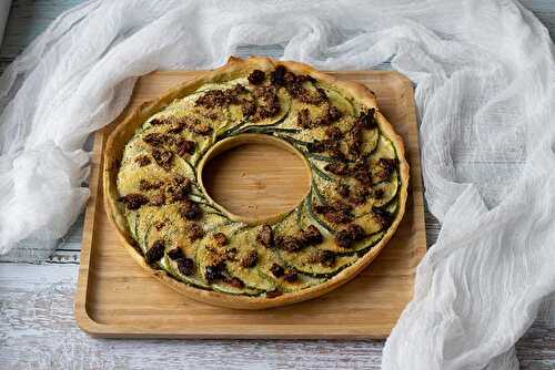 Tarte couronne courgettes, moutarde à l'ancienne