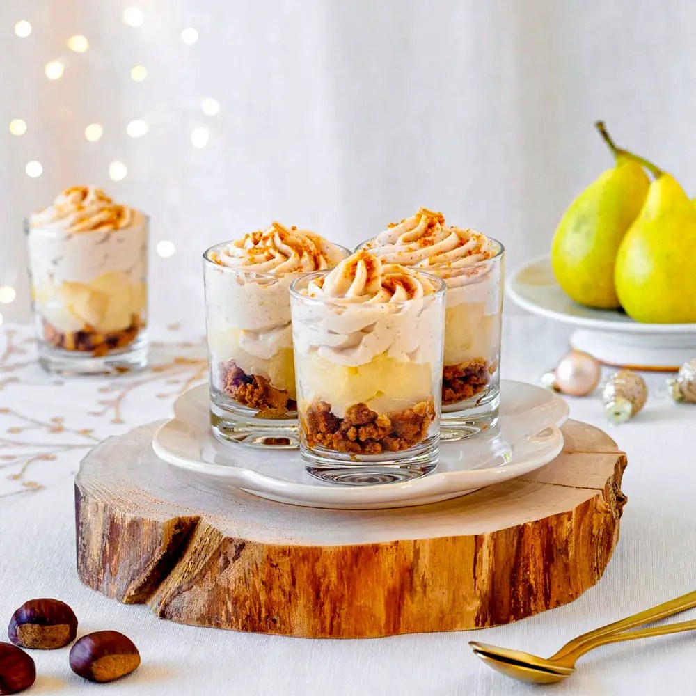 Verrines de Noël : poire, marron et spéculoos