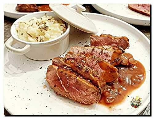 Filet de canard et risotto à la truffe.