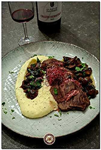 Bavette d'aloyau aux champignons et purée maison
