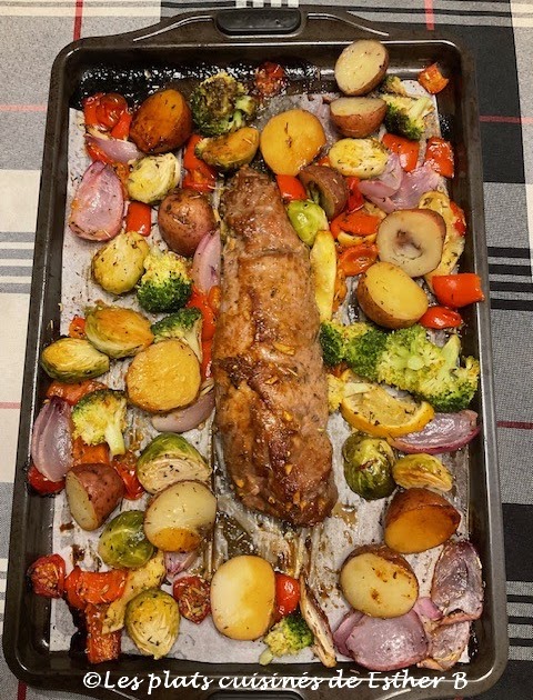 Filet de porc caramélisé et légumes colorés 