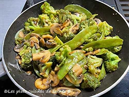 Brocoli aux champignons à la sauce à l'ail