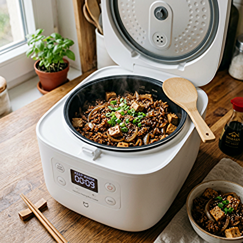 🌿Riz soja, oignon & tofu — one pot au rice cooker